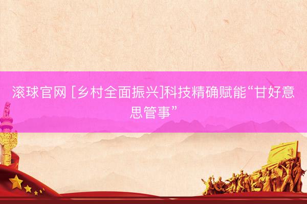滚球官网 [乡村全面振兴]科技精确赋能“甘好意思管事”