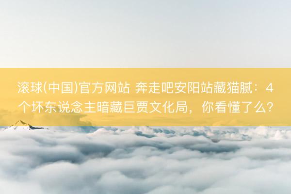 滚球(中国)官方网站 奔走吧安阳站藏猫腻:4个坏东说念主暗藏巨贾文化局,你看懂了么?
