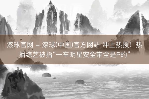 滚球官网 - 滚球(中国)官方网站 冲上热搜！热播综艺被指“一车明星安全带全是P的”